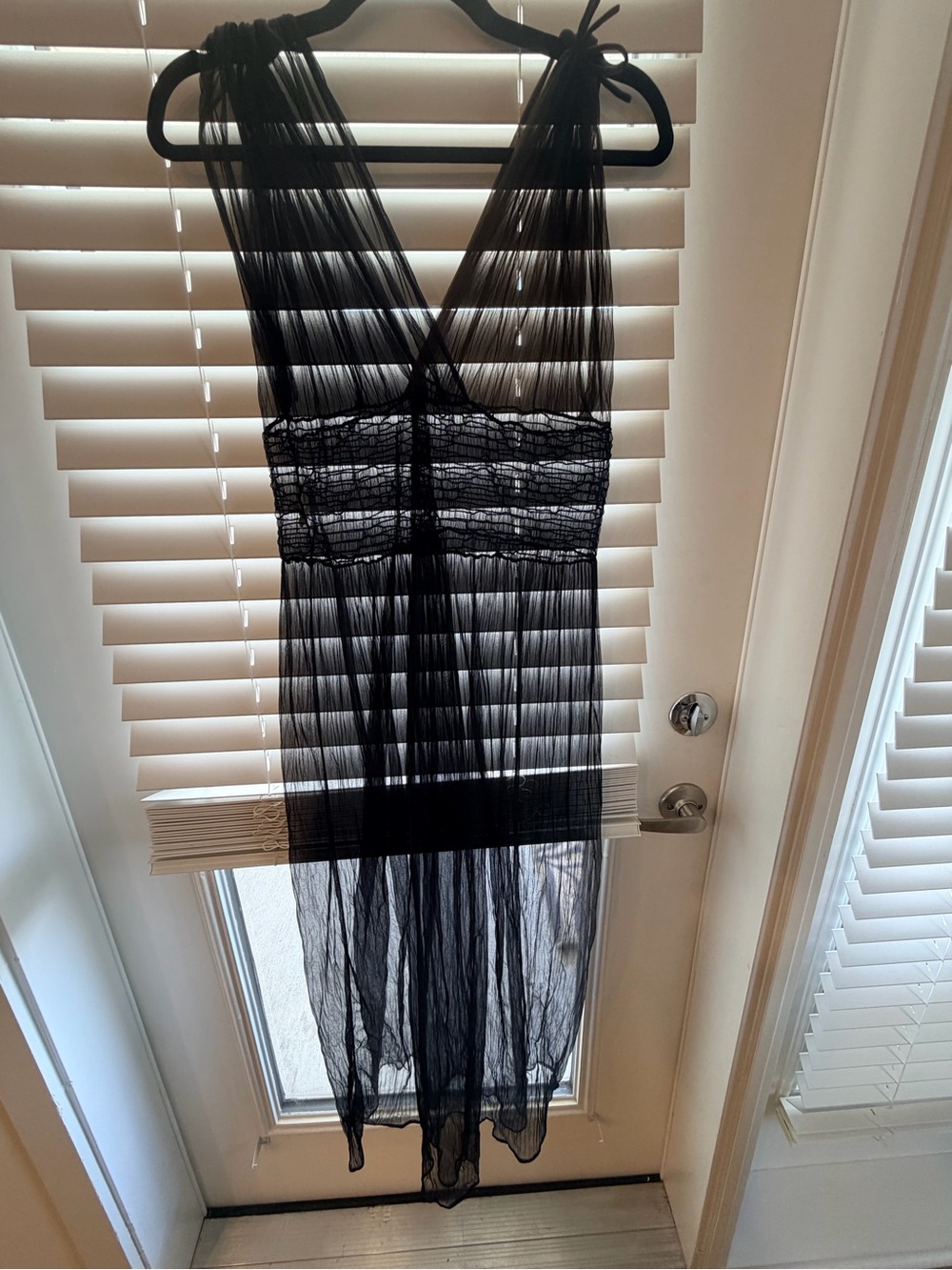 Vintage Black Lace-Bodice Chemise with Tie-Strap Shoulders